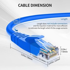 10ft Cat6 Ethernet Cable RJ45 LAN Network Patch Cord Blue High Speed