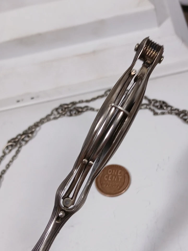 Gafas de ópera victoriana Lorgnette de plata de ley con lentes y cadena de 59" Foto 3 de 4