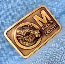 Manville Denver Promo Belt Buckle Western Cow Head Logo Vintage         .GMP784