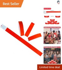 Waterproof Paper Wristbands Event Bracelets 100 Pack Red Disposable