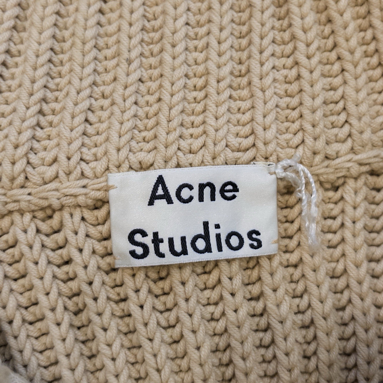 Acne Studios Men’s Tan Oversized Knit Quarter Zip Sweater, Size Medium image 3