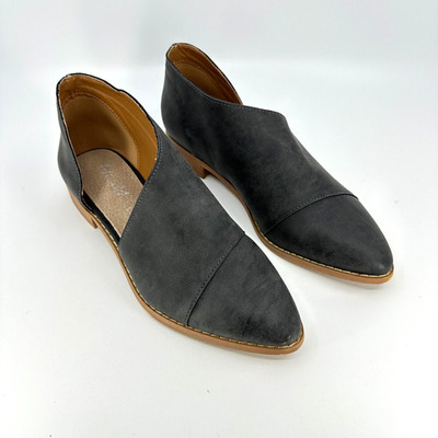 Mi.im Freya Flats Womens 7 Gray Open Side Cutout Almond Toe Leather
