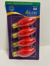  4 Pack of RED C-9 Light Bulbs 7 Watt Holiday Time Christmas Lights