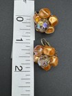 Vintage Cluster Earrings Lot Peach Coral,Green Glass Beads Aurora Borealis Clip — photo 9