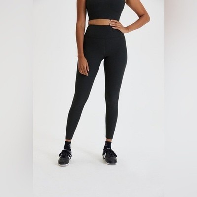 Girlfriend Collective Black Ribbed High-Waisted Leggings Women s size Small 4 6
