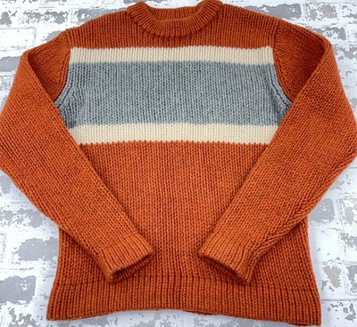 Vintage American Eagle Sweater Women Large Orange Chunky Bulky Wool Knit Y2K AEO