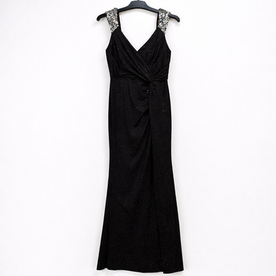 Ever Pretty - schwarzes Maxi-Abendkleid mit Pailletten und Trägern V-Ausschnitt - XL - neu mit Etikett