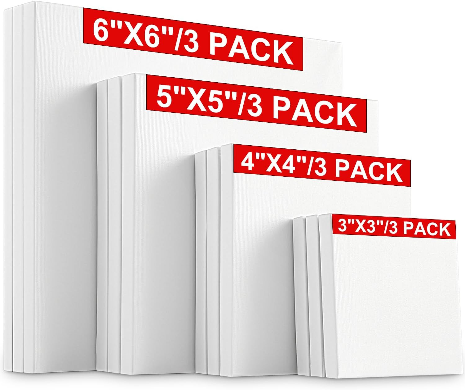 Assorted Mini Stretched Canvas - 12 Pcs, Small Square Paint Canvas for Christmas