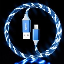 39 Inch Blue LED Light Up Micro USB Cable, USB A, Fast Charging, Android Cord
