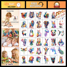 102 PCS Watercolor Animal Temporary Tattoos for Kids - Cute Stickers for Parties