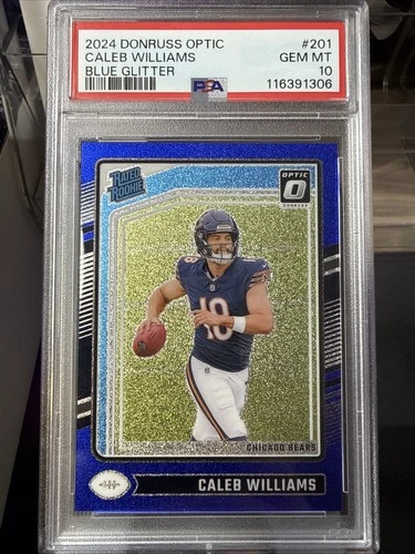 New Listing2024 Donruss Optic - Rated Rookie Caleb Williams #201 Blue Glitter Prizm PSA 10