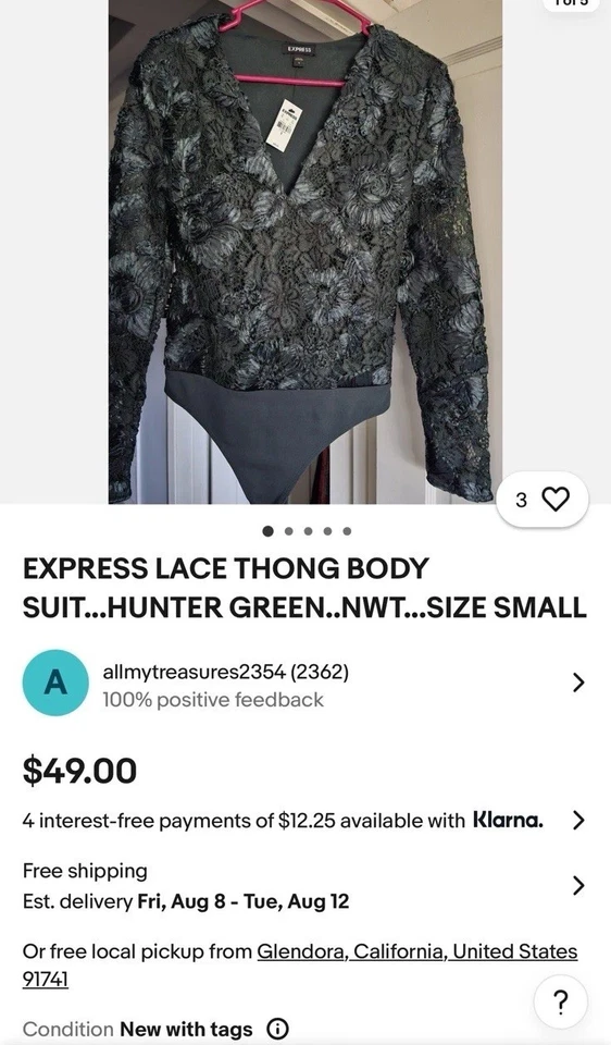 $98 Talla Pequeña ❤️ Precioso Body Express Para Mujer Negro Floral Bordado Foto 4 de 4