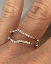 1299 14K White Gold 1/4 ct Now Forever Diamond Enhancer Ring Guard Band Sz 8