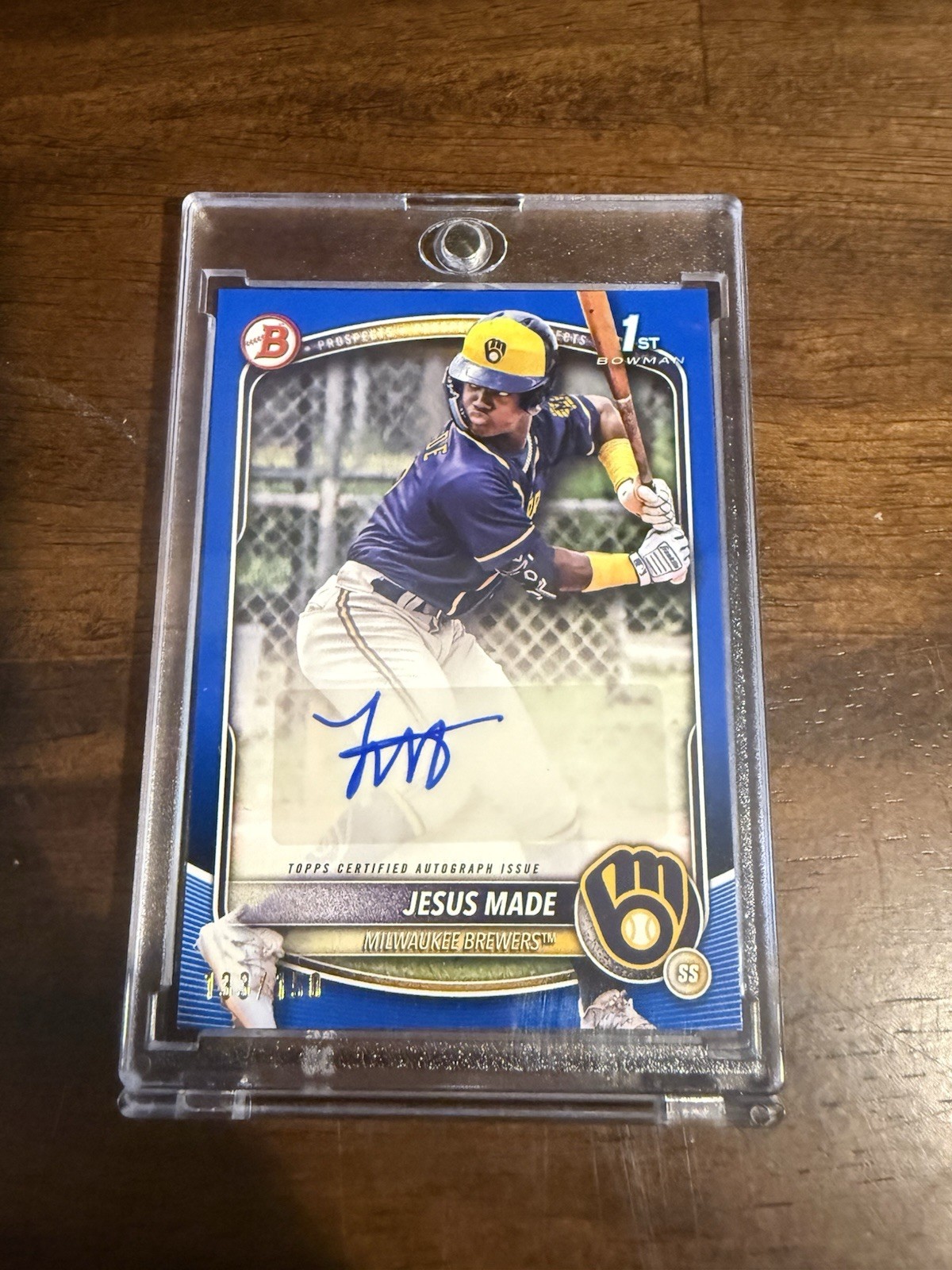 2025 Bowman JESUS MADE 1st Bowman Auto Autograph Blue Parallel /150 Color Match