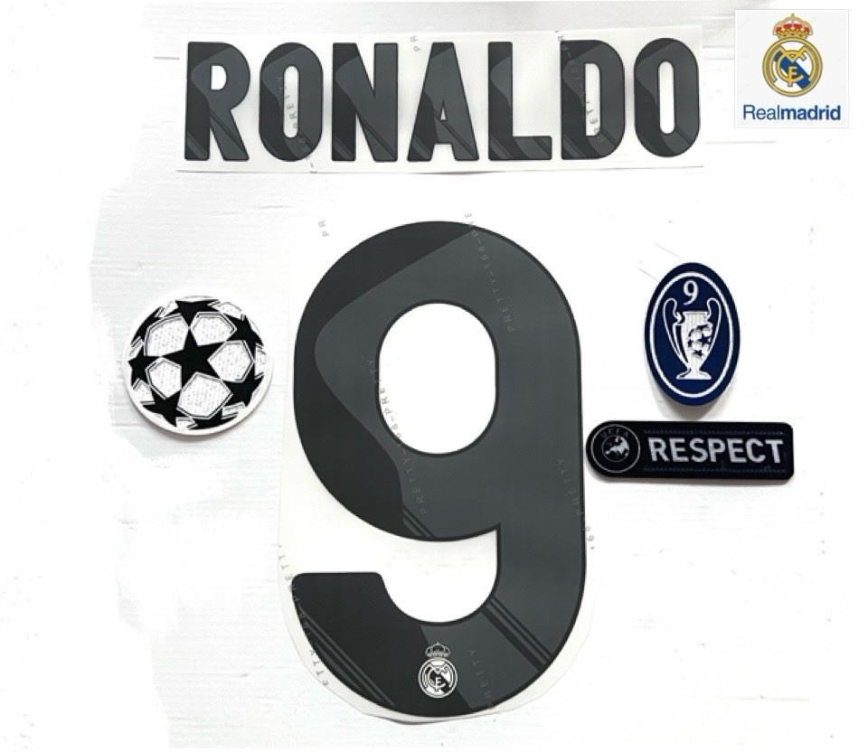 Real Madrid RONALDO #9 Name print and number 2009/10 + UCL patch
