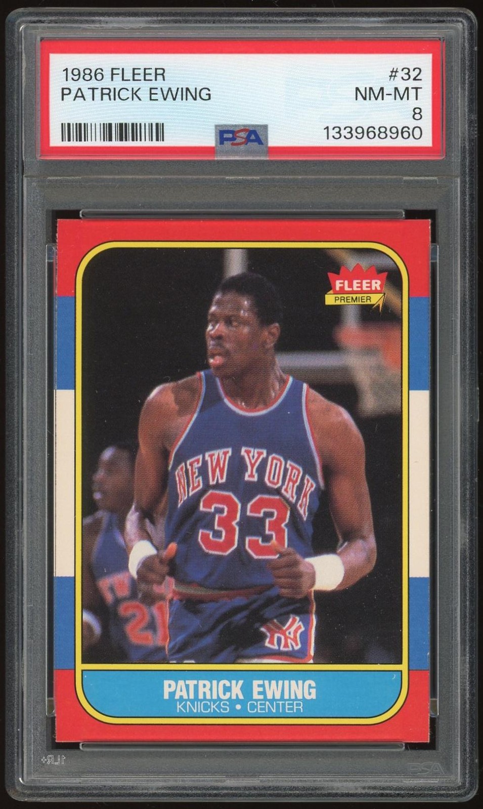 1986/87 Fleer #32 Patrick Ewing RC PSA 8 *8960