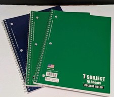 3 Mead Spiral Notebooks, 70 Pages, College Ruled
