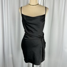 Fab'rik Little Black Dress Sz S Black Mini Cocktail Party Gathered Strappy EUC