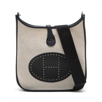Hermès evelyn 3 29 PM Toile Ash x Taurillon Clemence Beige x black Silver Metal