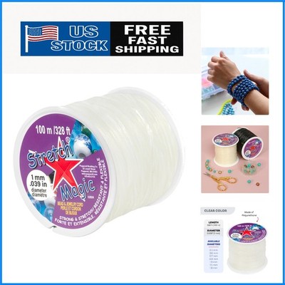 100m Strong & Stretchy Beading Cord - 1mm Clear String for Jewelry Crafts