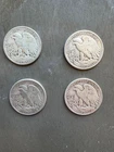 4 Walking Liberty Half Dollar Silver Coins, 1941(d), 1943(s), 1944 and 1946