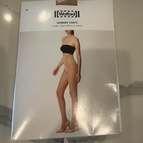 Wolford Metallic Tights Medium Almond Silver 17081 $70 As/is