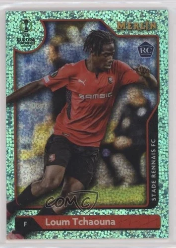 2021 Merlin Collection Chrome UCL Aqua Speckle Refractor Loum Tchaouna Rookie RC