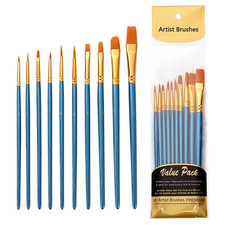Image of 10X Art Paint Brushes Watercolour Paint Brush Set Artist Paint Brushes Oil Paint