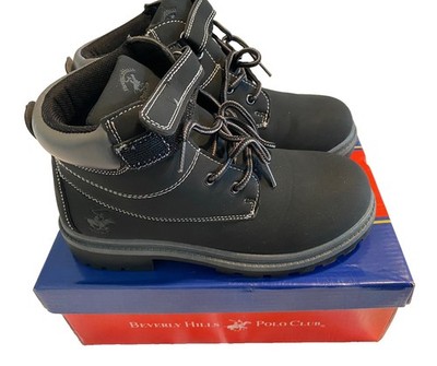 Beverly Hills Polo Club Boys Kids Hiking Construction Style Boots Black Sz 5 New