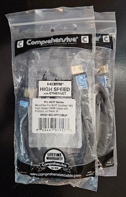 Comprehensive MHD18G-3PROBLK, Microflex Pro AV/IT Certified 18G HDMI, 3' (QTY=2)