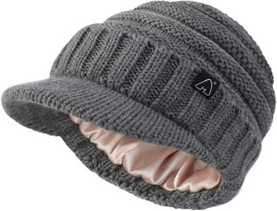 Hat Hut Beanie Damen Herren Satin gefütterte Wintermützen für Frauen Slouchy Be