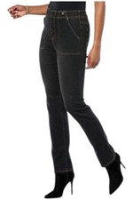 DG2 by Diane Gilman Women's Stretch Denim StraightLeg Jean Black