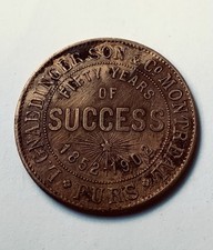 Montreal 1852-1902 L. Gnaedinger Son & Co. Furs Token Coin Fifty Years Success