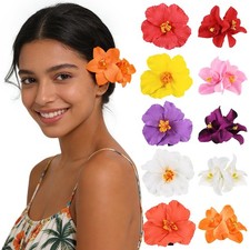 10 pc Hawaiian Flower Hair Clips for Women Hair Accessories-Hibiscus Orchid