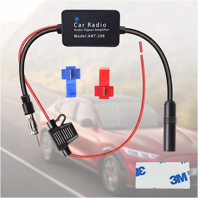 12V Car Antenna Booster 25 Db - Amplify Signal & Reduce Noise AM FM Radio Antenn