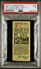 1930 BABE RUTH 2 HR’s #544 & #545 TICKET🎟️6/28/30 LOU GEHRIG 5 HITS & 4RUNS PSA