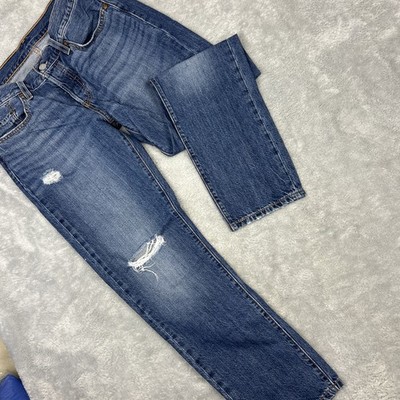Levis 501 Tapered Jeans Men's 30x28 Indigo Distressed Button Fly Western