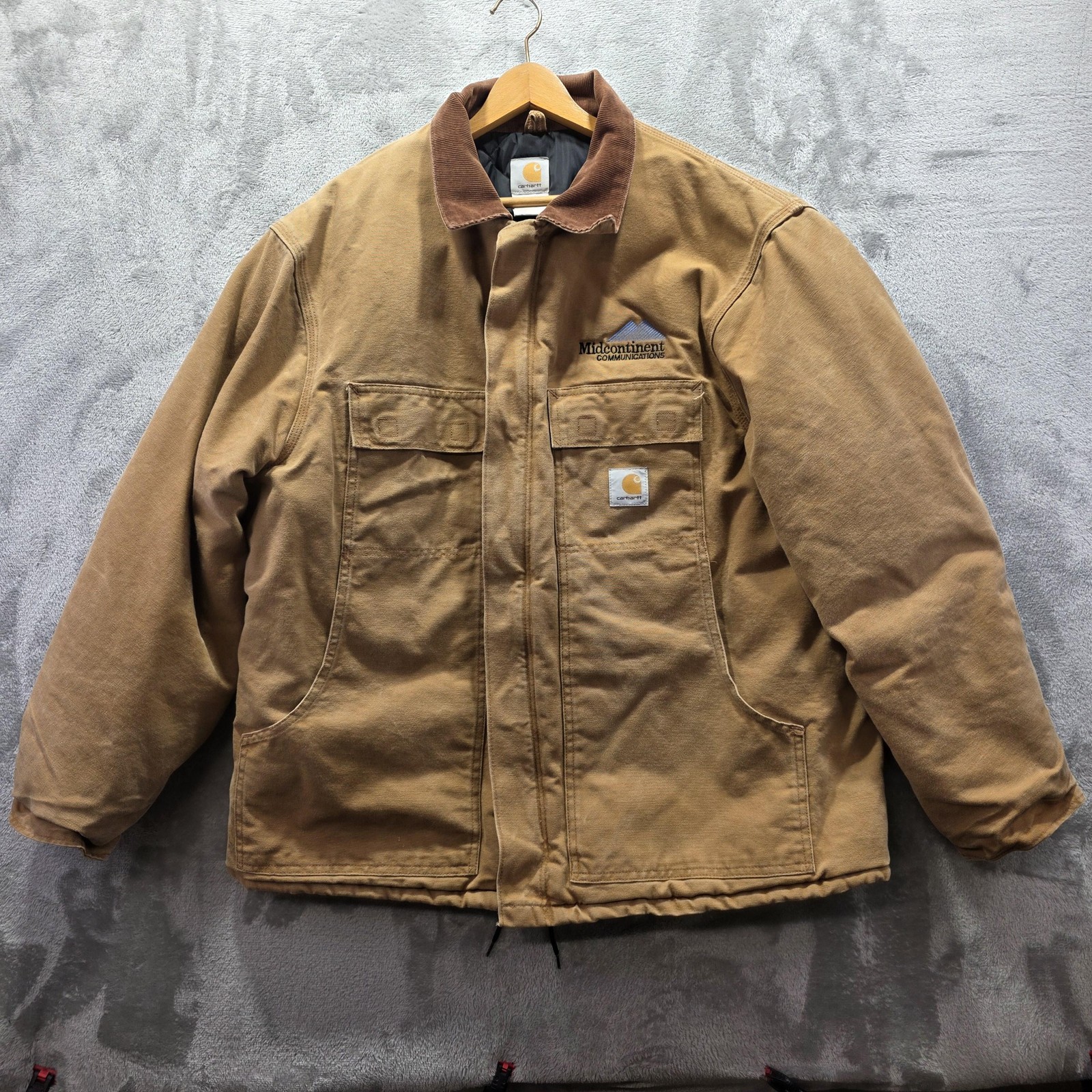 Carhartt Duck Traditional Coat Mens XL Brown Quilt Lined Made in USA C03 BRN