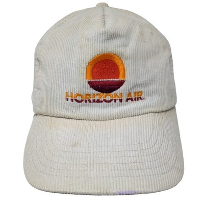Horizon Air Snapback Hat Beige One Size Embroidered Corduroy Outdoor