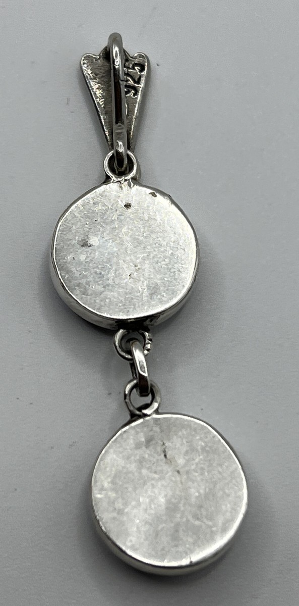 Sterling Silver Lapis Lazuli Drop Pendant 2” Double Circle 925 Unbranded View 3