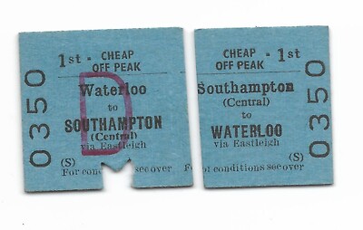 1966 Southampton - Waterloo BRB(S) beide Hälften 1. Klasse günstig außerhalb der Spitzenrückgabe