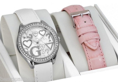 NEW-GUESS WHITE+PINK CROC LEATHER INTERCHANGEABLE BAND+  display picture 3