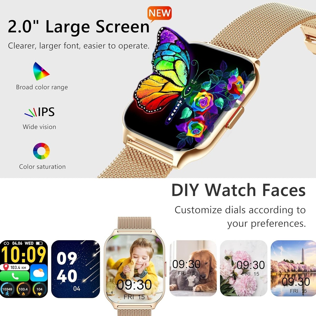 Reloj Inteligente Para iPhone Android De Mujer Smart Watch Pantalla Táct  NEW