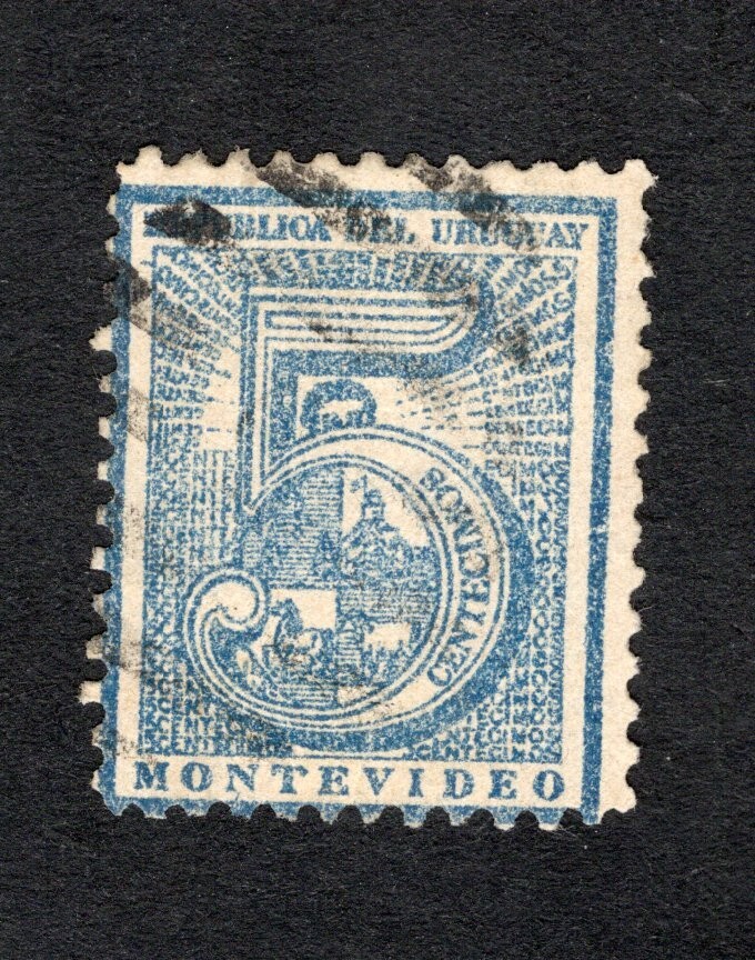 Uruguay 1866 stamp Mi#33C pos 35 Diff Cancellation used #21