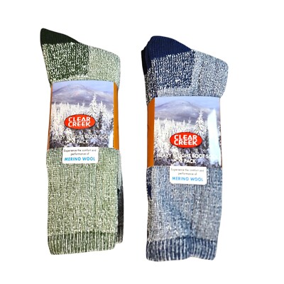 Bundle Men's Merino Wool Heavyweight Paddding Boot Socks 2- 2 Pks Sz 10-13 Shoe