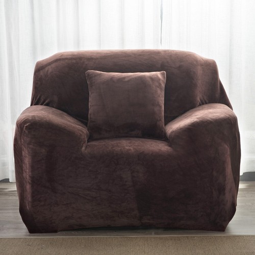 Velvet Elastic Stretch Sofa Cover 1/2/3/4 Seater Slipcover Armchair Couch Covers - Picture 46 of 102