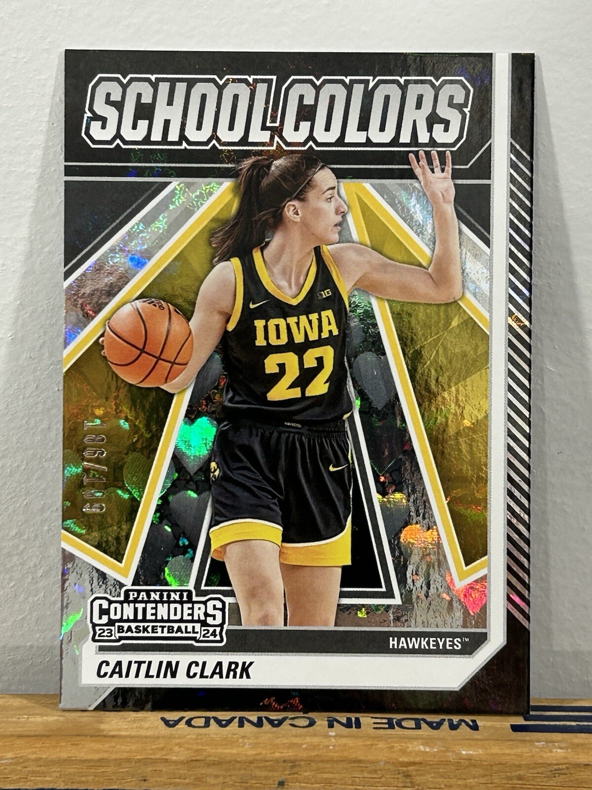 2023-24 Panini Contenders School Colors Black Foil Hearts Caitlin Clark /199