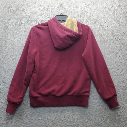 Tommy Hilfiger Hoodie Men's S Burgundy Sherpa Lined Oversized Drawstring Zipper - Picture 2 of 9