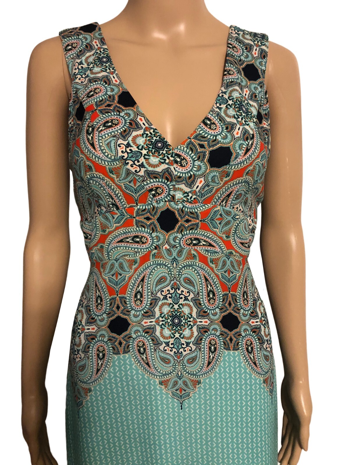 MAEVE by Anthropologie Midi Dress Sz 0 NWOT Fit N Flare Turquoise Paisley
