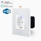 LUXUS-TIME WiFi Smart Steckdose WLAN Schuko Alexa UP Weiß mit Glasrahmen 
